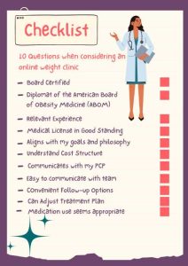 Weight Loss Doctor health checklist